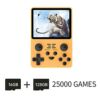 Kép 1/10 - Powkiddy RGB20S Retro kézi játékkonzol 3,5 hüvelykes, beépített 2500 játékok 16G+128G TF kártyával - Sárga
