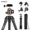 Kép 2/13 - Andoer Q160SA Állítható magasságú hordozható utazóállvány DSLR Tripod Kameraállvány - Fekete