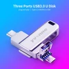 Kép 2/15 - yvonne Y40D USB3.0 nagy sebességű forgó USB Type-C / Micro USB OTG flash meghajtó - Ezüst 128 GB