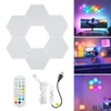 Kép 2/12 - EU ECO Raktár - DC5V 6PCS BT Bluetooth Vezetéknélküli RGB Fali Lámpa - Fekete