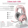 Kép 6/8 - Ajazz AX120 USB 3,5 mm-es vezetékes sztereó játékfejhallgató zajszűrővel, mikrofonnal, 50 mm-es fehér meghajtóegységgel - Pink