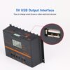 Kép 2/13 - PWM napelemes töltésvezérlő 12V/24V önadaptáló LCD-akkumulátor kisülési szabályozó 5V USB kimeneti hőmérséklet kompenzáció többszörös védelemmel - 60A