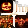 Kép 6/8 - Sütőtökfaragó készlet Halloweenhez Jack-O-Lanterns Vágó-szobrász eszközök 5 db rozsdamentes acél