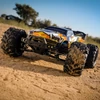 Kép 2/4 - 2,4 Ghz 70 km/h 1/16 RC teherautó kefe nélküli motoros LED lámpa 4WD mászóautó, Narancs, 2 akkumulátor