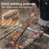 Kép 3/11 - Kamping BBQ grillkosár fa fogantyúval hússütéshez - Piros