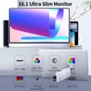 Kép 17/17 - 16,1 hüvelykes Ultra Slim 1080P IPS monitor Type-C Mini HD portokkal PC-hez, telefonhoz, táblagéphez, játékkonzolhoz HDR rejtett állvánnyal