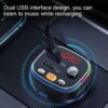 Kép 8/12 - C20 FM adó Kettős USB autós audiolejátszó BT MP3 lejátszó színes fényekkel vezetési kihangosító hívástartozék - Fekete