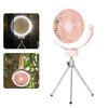 Kép 14/14 - Újratölthető akkumulátoros kemping ventilátor és hordozható USB LED lámpa akasztható vagy asztali használatra, 2400mah - Hurrikán pink
