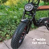 Kép 6/15 - WELKIN WKEM003 20*4,0 hüvelykes vastag gumiabroncsok Retro 1200W motoros elektromos kerékpár - Fekete