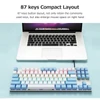 Kép 5/11 - iBlancod K87 87 Gombos Vezetékes Mechanikus Gamer Billentyűzet - Fehér + Kék