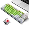 Kép 3/5 - iBlancod K87 87 Gombos Vezetékes Mechanikus Gamer Billentyűzet - Fehér + Zöld
