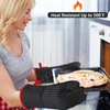 Kép 9/18 - Konyhai pamut szilikon sütőkesztyű, hőálló, csúszásmentes grillkesztyű edényfogó 1 pár sütőkesztyű 2 edénytartó - Barna