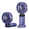 Kép 1/6 - Mini hordozható kézi ventilátor, újratölthető 5 sebességfokozatban, 90°-ban összecsukható, zsinórral - Lila