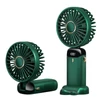 Kép 1/6 - Mini hordozható kézi ventilátor, újratölthető 5 sebességfokozatban, 90°-ban összecsukható, zsinórral - Zöld