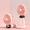 Kép 6/10 - Mini hordozható kézi ventilátor, újratölthető 5 sebességfokozatban, 90°-ban összecsukható, zsinórral - Pink