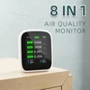 Kép 3/15 - Tuya Wifi hordozható levegőminőség-mérő 8 az 1-ben PM1.0 PM2.5 PM10 CO2 TVOC HCHO hőmérséklet- és páratartalom-mérő LCD színes képernyős szén-dioxid-érzékelő idő- és dátumkijelző funkcióval