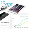 Kép 3/20 - ROCK H2 Dual USB autós töltő digitális LED kijelzővel 5V/3.4A alumíniumötvözet gyorstöltő feszültségfigyelő iPhone Samsung készülékhez