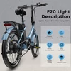 Kép 2/20 - FAFREES F20 Light Összecsukható városi E-bike 20*1,95 hüvelykes gumiabroncs 250W motor 90-100km Max tartomány 7 sebességváltó LCD kijelzővel hátsó fogasléc - Kék