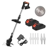 Kép 1/10 - Akkus fűnyíró Weed Wacker 21V gyomirtó gép LCD képernyővel Könnyű, állítható magasságú fém vágópenge - 2 akkumulátor