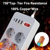 Kép 2/7 - 10 az 1-ben elosztó 1,2 méter hosszú kábellel 6 kimenet 4 USB port EU csatlakozó