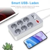 Kép 5/7 - 10 az 1-ben elosztó 1,2 méter hosszú kábellel 6 kimenet 4 USB port EU csatlakozó