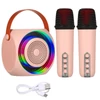 Kép 2/13 - M9 Mini hordozható KTV BT hangszóró 2 mikrofonnal - Pink