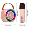 Kép 3/13 - M9 Mini hordozható KTV BT hangszóró 2 mikrofonnal - Pink