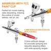 Kép 2/10 - Többcélú, professzionális 0,3 mm-es Airbrush légkompresszor készlet 20-35PSI Airbrush toll légszivattyú készlet - Fekete