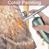 Kép 6/11 - Hordozható vezeték nélküli airbrush kompresszorral, kettős működésű, 2 fokozatban állítható nyomású beépített akkumulátorral - Zöld