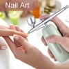 Kép 4/11 - Hordozható vezeték nélküli airbrush kompresszorral, kettős működésű, 2 fokozatban állítható nyomású beépített akkumulátorral - Világos zöld