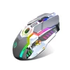 Kép 2/15 - HXSJ T30 vezeték nélküli egér 2.4G USB vevő 5 háttérvilágítású RGB módú mechanikus, újratölthető akkumulátorral, 2400 DPI állítható szinttel - Szürke
