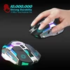 Kép 4/15 - HXSJ T30 vezeték nélküli egér 2.4G USB vevő 5 háttérvilágítású RGB módú mechanikus, újratölthető akkumulátorral, 2400 DPI állítható szinttel - Szürke