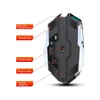 Kép 7/15 - HXSJ T30 vezeték nélküli egér 2.4G USB vevő 5 háttérvilágítású RGB módú mechanikus, újratölthető akkumulátorral, 2400 DPI állítható szinttel - Szürke