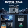 Kép 11/13 - OUKITEL P5000E hordozható erőmű 5120 Wh 2200 W LiFePO4 akkumulátor tiszta szinuszos AC kimeneti napelem generátor tápegység