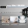 Kép 2/11 - Mini Távolság Kijelző M/In/Ft Térfogat/Terület/Pythagorean mérés Távolságmérés LED fénnyel USB újratölthető digitális mérőszalag - Fekete