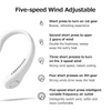 Kép 3/11 - 5 fokozatú USB-s nyaki, lapátnélküli ventilátor digitális kijelzővel, 2600 mAh kapacitással - Fehér