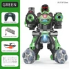 Kép 2/6 - JC09 2,4G távirányítós robot négykerék-meghajtású vízbomba spray-robot játék fényzenével (1 távirányító) - Zöld