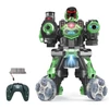 Kép 1/6 - JC09 2,4G távirányítós robot négykerék-meghajtású vízbomba spray-robot játék fényzenével (1 távirányító) - Zöld