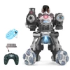 Kép 1/4 - JC09 2,4G távirányítós robot négykerék-meghajtású vízbomba spray-robot játék fényzenével (2 távirányító) - Ezüst