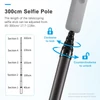Kép 4/8 - Camnoon 3 méteres teleszkópos szelfi bottal ellátott szénszálas állvány, 4 részes 1/4 hüvelykes csavarral, INSTA360 X2/X3 kompatibilis