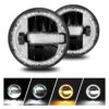 Kép 2/11 - 7 hüvelykes autós LED-es fényszórók távolsági/tompított fénnyel DRL 6000K/3000K 300W vízálló kerek fényszórókkal