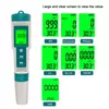Kép 3/15 - Hordozható többfunkciós digitális 7 az 1-ben vízminőség-mérő nagy pontosságú toll PH/TDS/EC/Sótartalom/ORP/S.G/hőmérsékletmérő (háttérvilágítással)
