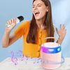 Kép 3/16 - Hordozható mikrofon és hangdoboz szett Mini Karaoke BT hangszóró 2 mikrofonnal - Pink