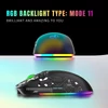 Kép 4/12 - hxsj T90 2.4G vezeték nélküli mechanikus egér, ergonómikus kialakítás, 10 millió billentyűleütés élettartam 3600 DPI 11 RGB világítási mód - Fekete