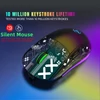 Kép 9/12 - hxsj T90 2.4G vezeték nélküli mechanikus egér, ergonómikus kialakítás, 10 millió billentyűleütés élettartam 3600 DPI 11 RGB világítási mód - Fekete