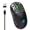 Kép 10/12 - hxsj T90 2.4G vezeték nélküli mechanikus egér, ergonómikus kialakítás, 10 millió billentyűleütés élettartam 3600 DPI 11 RGB világítási mód - Fekete