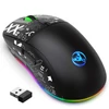 Kép 1/12 - hxsj T90 2.4G vezeték nélküli mechanikus egér, ergonómikus kialakítás, 10 millió billentyűleütés élettartam 3600 DPI 11 RGB világítási mód - Fekete