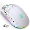 Kép 9/12 - hxsj T90 2.4G vezeték nélküli mechanikus egér, ergonómikus kialakítás, 10 millió billentyűleütés élettartam 3600 DPI 11 RGB világítási mód - Fehér