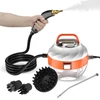 Kép 1/11 - 2500 W-os kézi magas hőmérsékletű, nyomás alatti gőztisztító gép kefefejekkel - Fehér