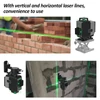 Kép 3/13 - Zöld 4D Green Cross Line Professional építkezéshez Két 360°-os függőleges és két 360°-os vízszintes lézerszintező távirányítóval - 16 vonal